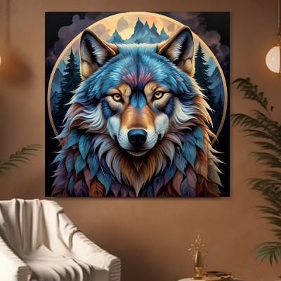 Majestätischer Wolf im Mondlicht