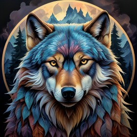 Majestätischer Wolf im Mondlicht
