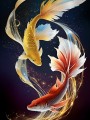 Goldene Koi im Sternenfluss