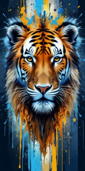 Tiger in Farbexplosion