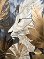 Weißer Löwe im goldenen Blätterwerk