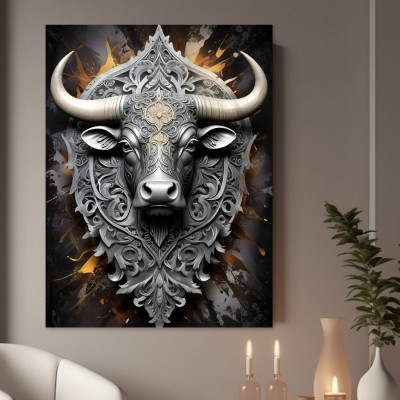 Ornamentaler Stier in Silber