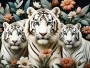 Weiße Tiger im Blütenzauber