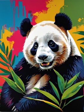Panda in bunten Farben
