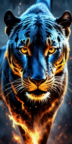 Leopard mit Feuerblick