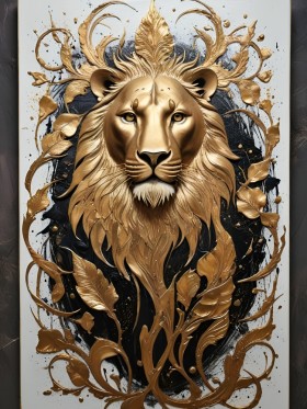 Goldener Löwe mit Ornamenten