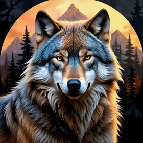 Majestätischer Wolf bei Mondlicht