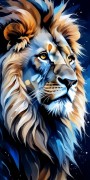 Majestätischer Löwe in Blau und Gold