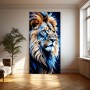 Majestätischer Löwe in Blau und Gold