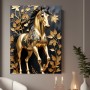 Goldenes Pferd mit Blätterranken