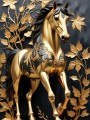 Goldenes Pferd mit Blätterranken