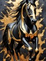 Schwarzes Pferd in Gold