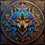 Farbenprächtiger Wolf im Mandala-Stil
