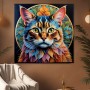 Farbenprächtige Katze mit Blätterornament