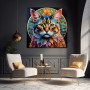 Farbenprächtige Katze mit Blätterornament