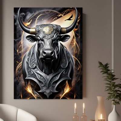 Majestätischer Stier in Schwarz und Gold