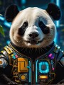 Cyber-Panda mit Neonrüstung