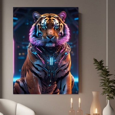 Cyber Tiger in Neonlicht