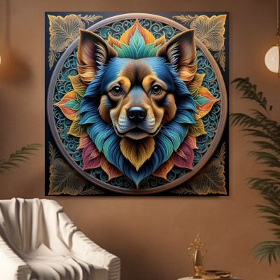 Farbenprächtiges Hundeporträt Mandala