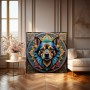 Farbenprächtiges Hundeporträt Mandala