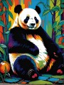 Farbenfroher Panda im Bambus