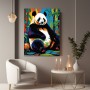Farbenfroher Panda im Bambus