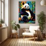 Farbenfroher Panda im Bambus