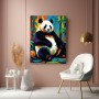 Farbenfroher Panda im Bambus
