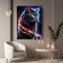 Schwarze Katze mit Feuerleuchten