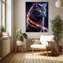 Schwarze Katze mit Feuerleuchten