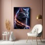 Schwarze Katze mit Feuerleuchten