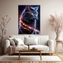 Schwarze Katze mit Feuerleuchten