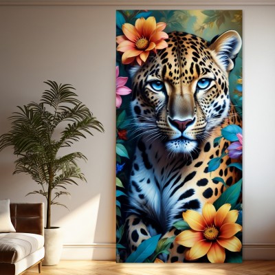 Leopard mit Blüten