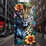 Leopard mit Blüten