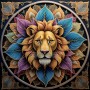 Majestätischer Löwe im Blättermandala