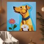 Fröhlicher Hund mit Blumen