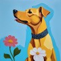 Fröhlicher Hund mit Blumen
