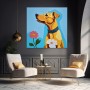 Fröhlicher Hund mit Blumen