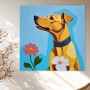 Fröhlicher Hund mit Blumen