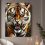 Fauchender Tiger in intensiven Farben