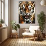Fauchender Tiger in intensiven Farben