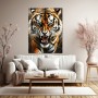 Fauchender Tiger in intensiven Farben