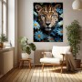 Leopard zwischen blauen Blüten