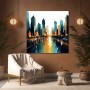 Moderne Skyline im Abendlicht