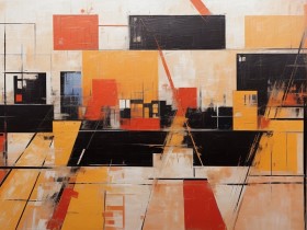 Abstrakte Stadtgeometrie in Orange und Schwarz