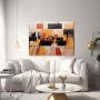 Abstrakte Stadtgeometrie in Orange und Schwarz
