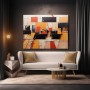 Abstrakte Stadtgeometrie in Orange und Schwarz