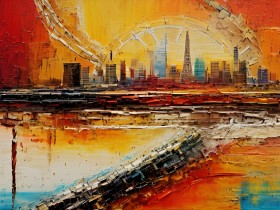 Abstrakte Skyline in warmen Farben