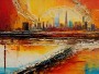 Abstrakte Skyline in warmen Farben