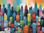 Bunte Skyline im modernen City-Stil